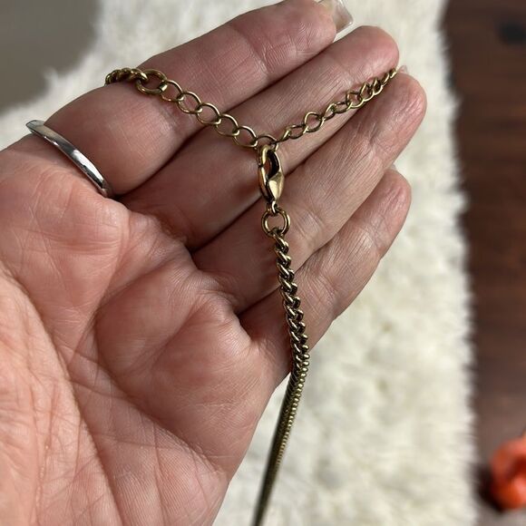 J Crew Gold Chain, Pink Flowers, Crystal Pendant - Picture 4 of 4